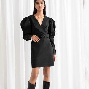 & OTHER STORIES Belted‎ Puff Sleeve Mini Dress